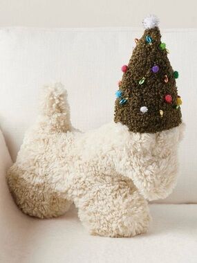 Pottery Barn Dog With Tree Hat  Pillow